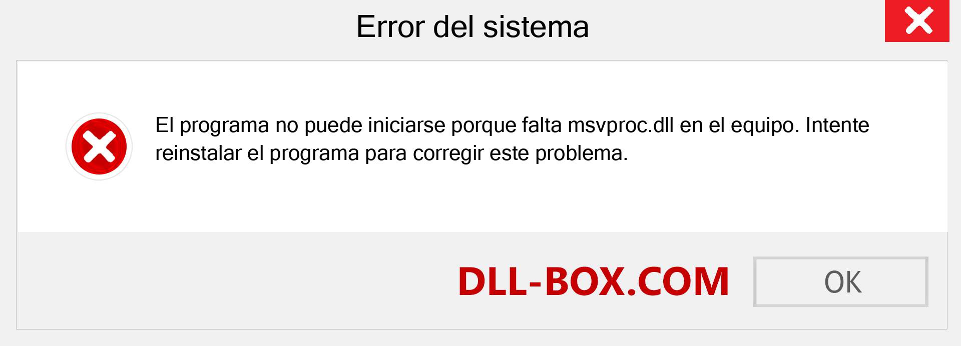 ¿Falta el archivo msvproc.dll ?. Descargar para Windows 7, 8, 10 - Corregir msvproc dll Missing Error en Windows, fotos, imágenes