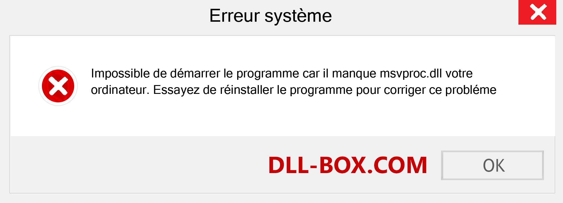 Le fichier msvproc.dll est manquant ?. Télécharger pour Windows 7, 8, 10 - Correction de l'erreur manquante msvproc dll sur Windows, photos, images