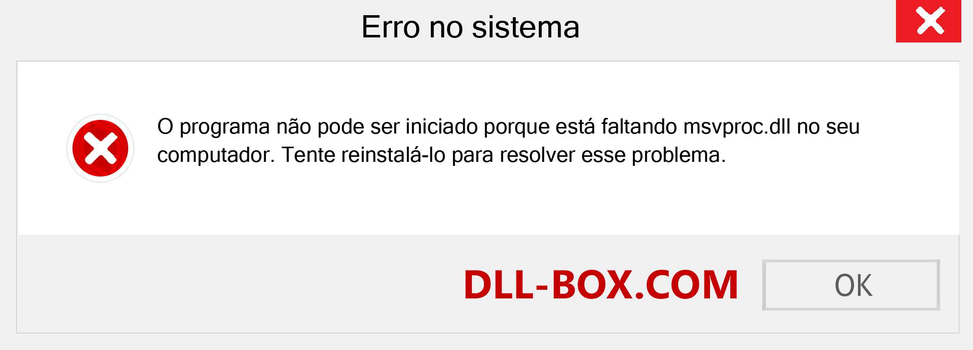 Arquivo msvproc.dll ausente ?. Download para Windows 7, 8, 10 - Correção de erro ausente msvproc dll no Windows, fotos, imagens